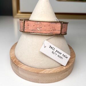 Boho Tell Your Tale Pink Cork Stretch Bracelet with Gold Accents